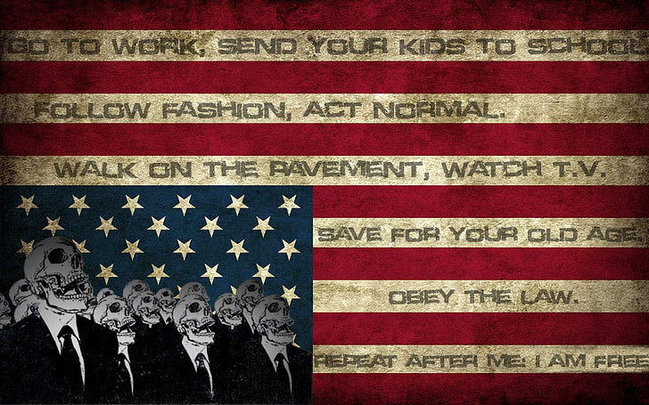 U.S. flag, text, obey , horror, patriotism, indoors, no people, HD wallpaper