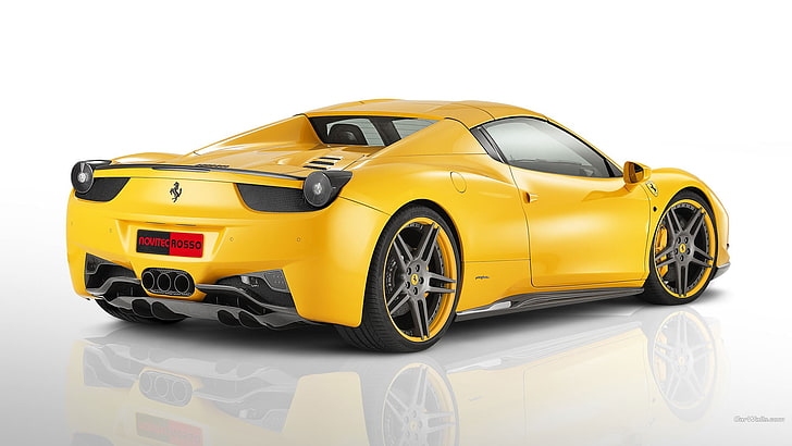 yellow Ferrari coupe, Ferrari 458, supercars, motor vehicle, mode of transportation