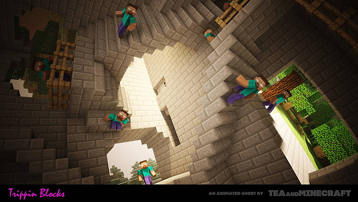 Minecraft game application, Minecraft Trippin Blocks animated short screenshot, HD wallpaper