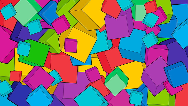 assorted-color cubes wallpaper, abstraction, background, bright