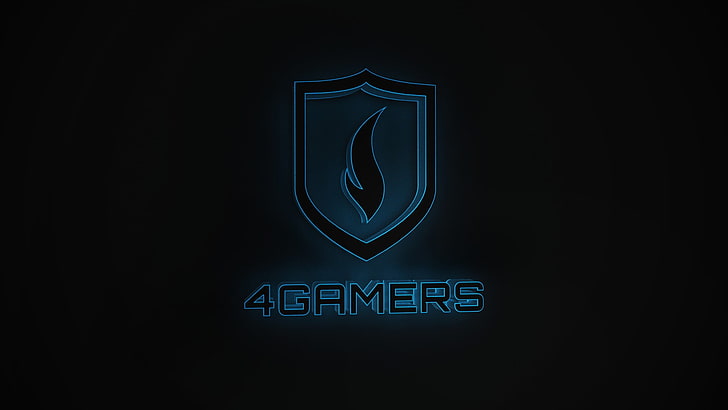 4 Gamers logo, 4Gamers, text, blue, western script, studio shot
