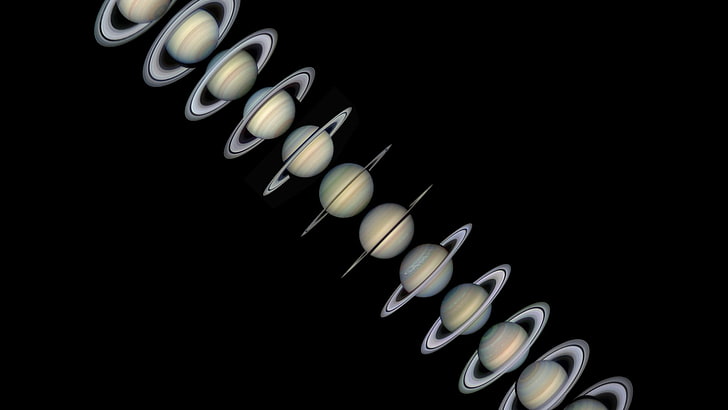 Saturn lot illustration, space, NASA, studio shot, black background, HD wallpaper