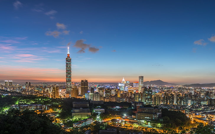 cityscape, landscape, Taipei 101, building exterior, architecture