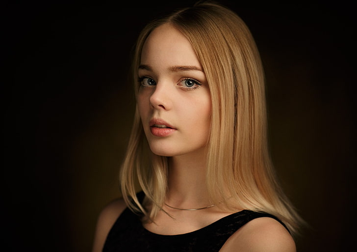 Alex Rimsky, women, model, portrait, 500px, blonde, face, necklace, HD wallpaper