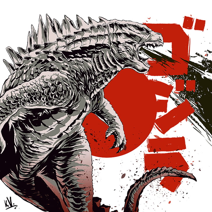 Godzilla, artwork, kaiju, fan art, movies