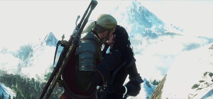 kiss, The Witcher, The Witcher 3, Geralt, Yennefer, My Beautiful Love, HD wallpaper