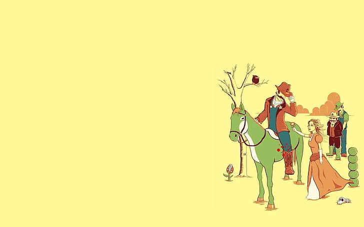 illustration of cowboy, minimalism, Super Mario, copy space, yellow