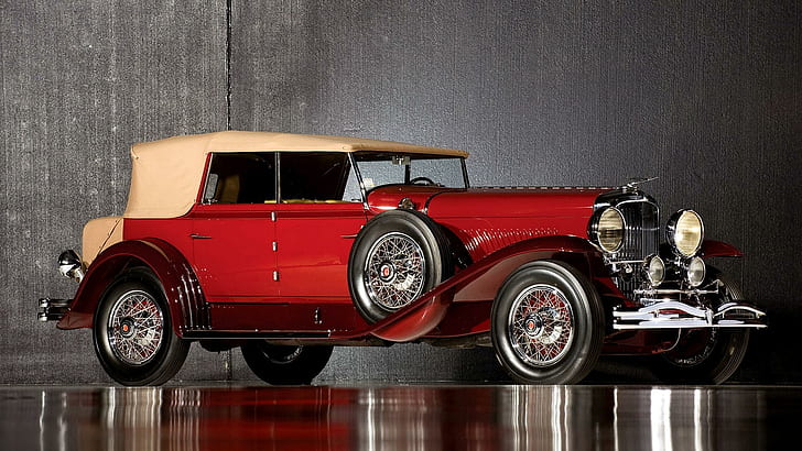 Duesenberg Model J, red vintage car diecast, cars, 1920x1080