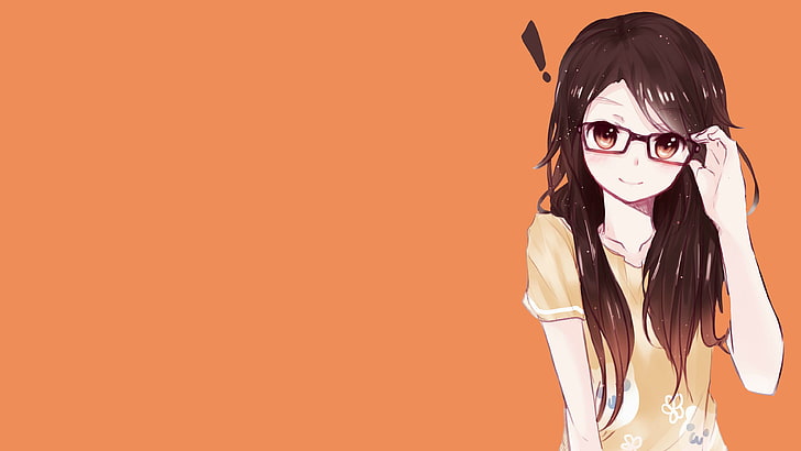 brown haired female anime illustration, anime girls, glasses