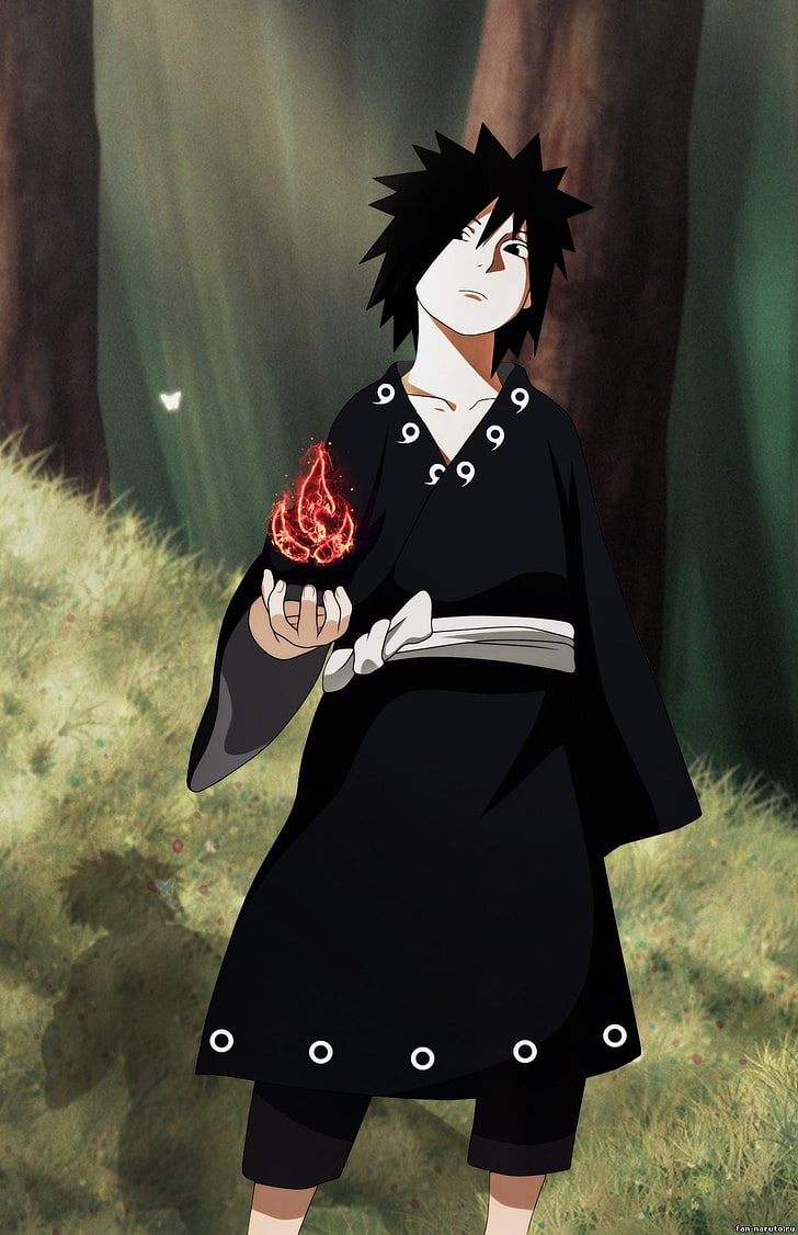 Sasuke, Naruto Shippuuden, Uchiha Madara, black hair, costume, HD wallpaper