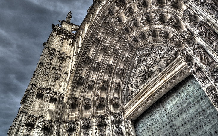 Sevilla, cathedral, HDR, architecture, built structure, low angle view, HD wallpaper