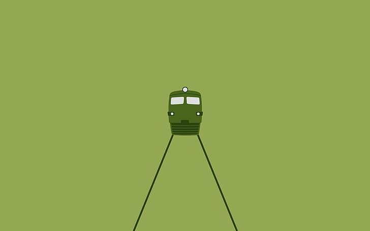 train, minimalism, diesel locomotive, green color, no people