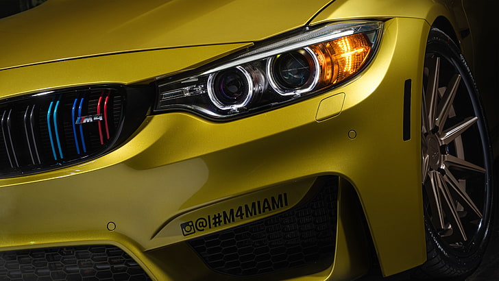 Austin Yellow, BMW, 5K, Miami, BMW M4, HD wallpaper