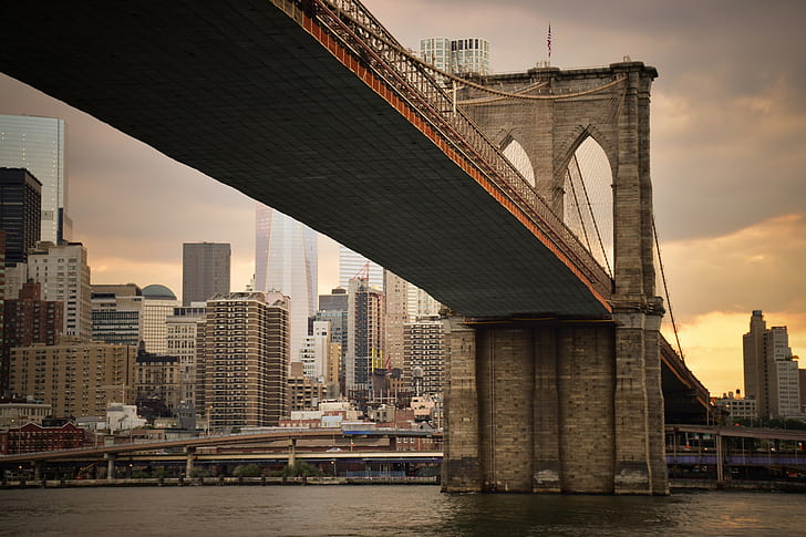 New York, the city, Brooklyn bridge, building, HD wallpaper