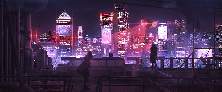 4k PC Wallpaper: Cyberpunk Sunset Cityscape