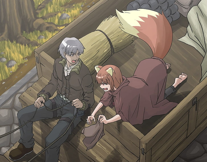 Spice and Wolf, Holo, Lawrence Kraft, anime girls, real people, HD wallpaper