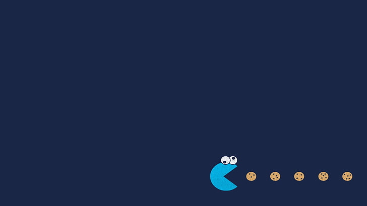 Cookie Monster, Pac-Man, copy space, studio shot, blue, no people