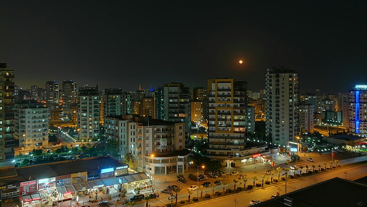 metropolitan area, cityscape, urban area, night, downtown, evening, HD wallpaper