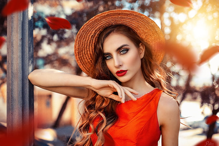 red, makeup, red lipstick, face, women, Alessandro Di Cicco, HD wallpaper