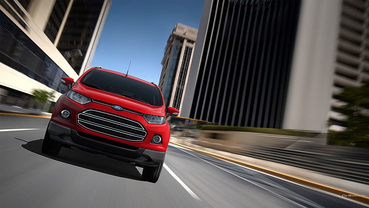 red Ford Ecosport SUV, red cars, vehicle, transportation, mode of transportation