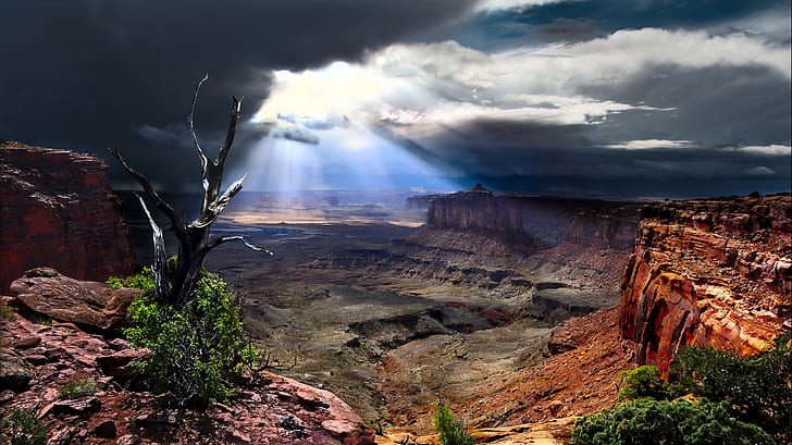 clouds, Utah, USA, sunlight, Canyonlands National Park, HD wallpaper