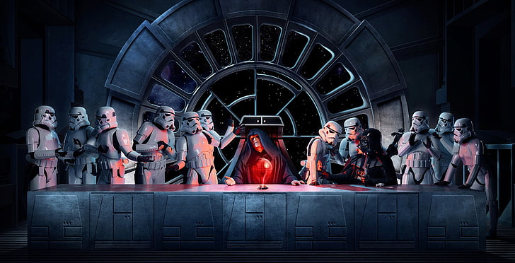 darth vader, Emperor Palpatine, Star Wars, stormtrooper, The Last Supper, HD wallpaper