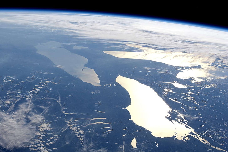 astronauts, canada, clouds, cosmos, earth, flyover, globe, great lakes