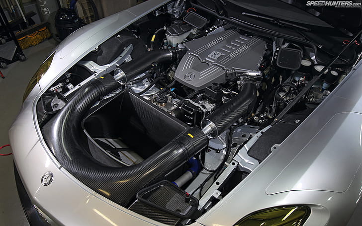 Mercedes SLS Gullwing AMG Garage Engine Carbon Fiber HD, cars, HD wallpaper