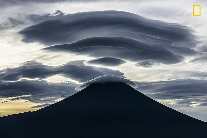 nature, landscape, mountains, clouds, National Geographic, Mount Fuji