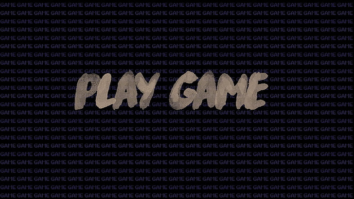 Play Game text, video games, communication, western script, pattern