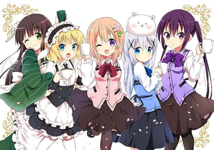anime, anime girls, white skin, artwork, Gochuumon wa Usagi Desu ka?, HD wallpaper