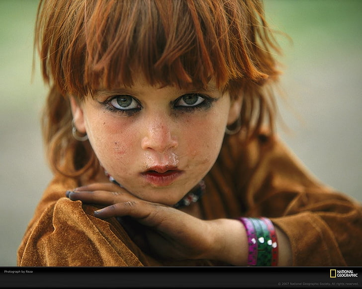 Afghan Girl, National Geographic, children, bangles, green eyes, HD wallpaper