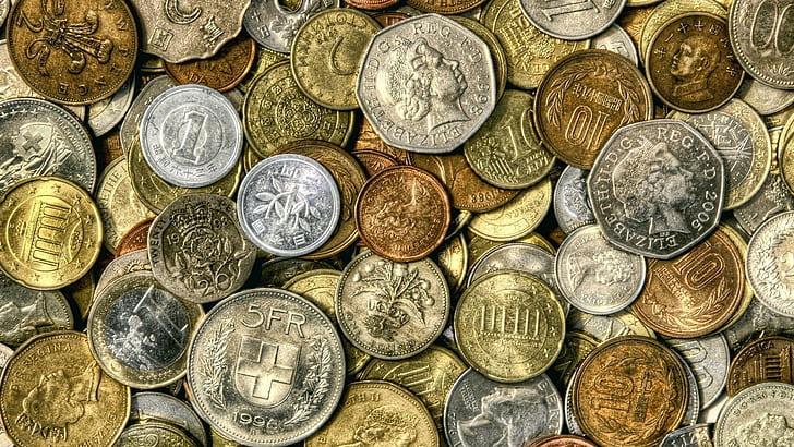 money, coins, gold, silver, currency, euros, HD wallpaper
