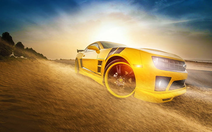 HD wallpaper: Chevrolet, Camaro, Car, Front, Sun, Yellow, Transformers,  Bumblebee | Wallpaper Flare