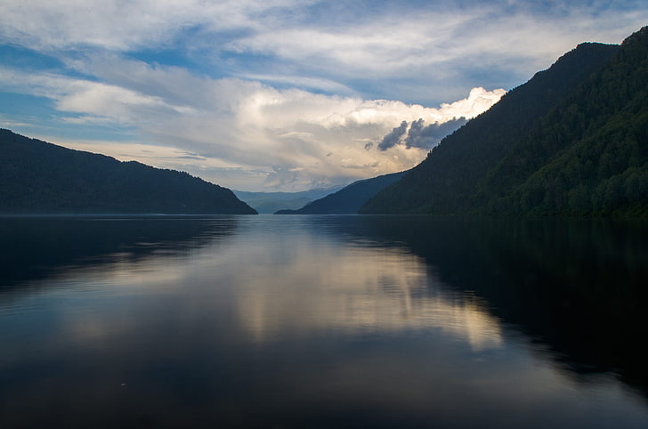 nature, landscape, reflection, clouds, Siberia, lake, water, HD wallpaper