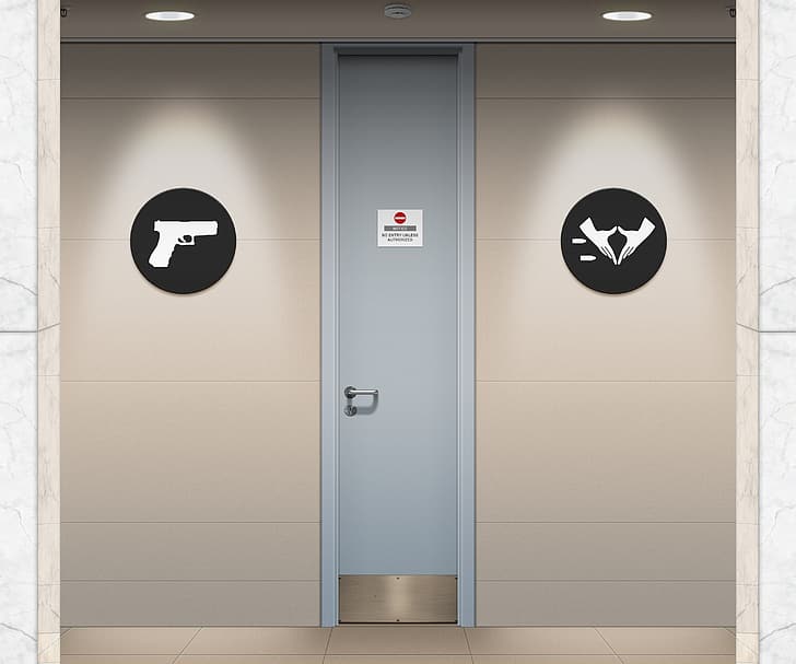 toilets, public restroom, sign, HD wallpaper