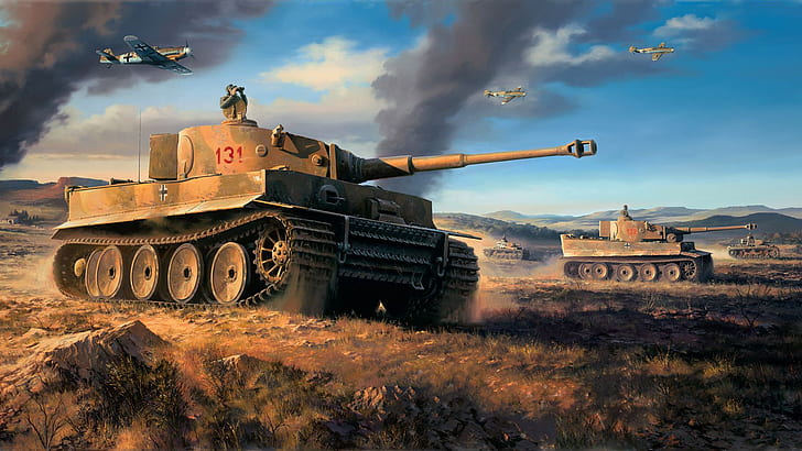 tiger, figure, art, tank, heavy, Nicolas Trudgian, North Africa, HD wallpaper