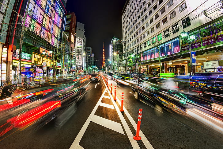 time lapsed photography of cars, tokyo, tokyo, Wild, Streets, HD wallpaper