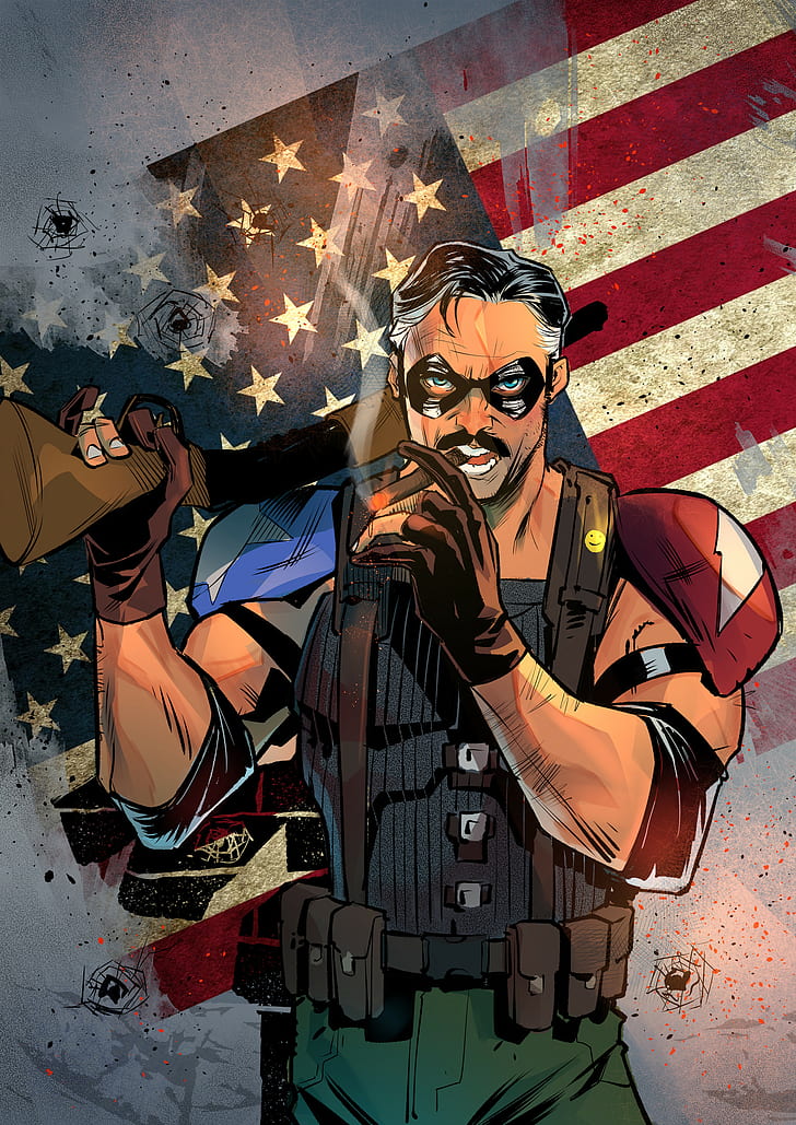 Rafael Sam, illustration, Watchmen, Comedian, smoke, DC Comics