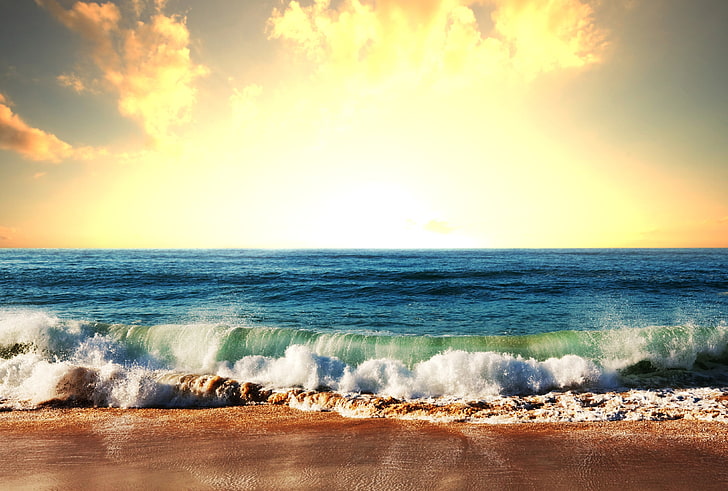 ocean waves, sea, beach, water, sky, horizon over water, beauty in nature
