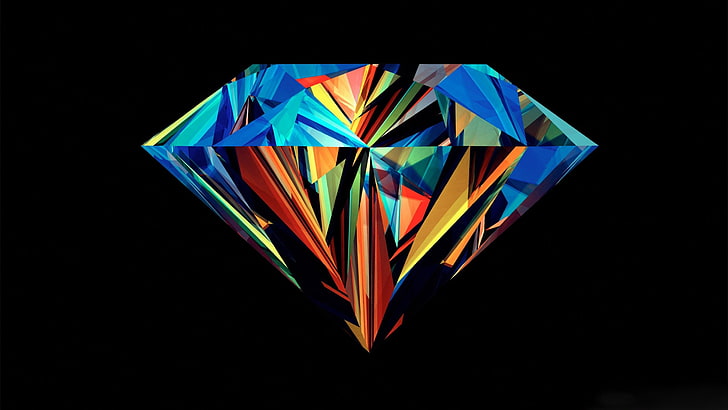 multicolored diamond vector art, Justin Maller, diamonds, Facets, HD wallpaper