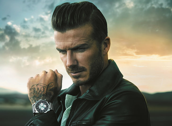 men's black leather jacket, Sport, Star, Rain, Football, David Beckham, HD wallpaper