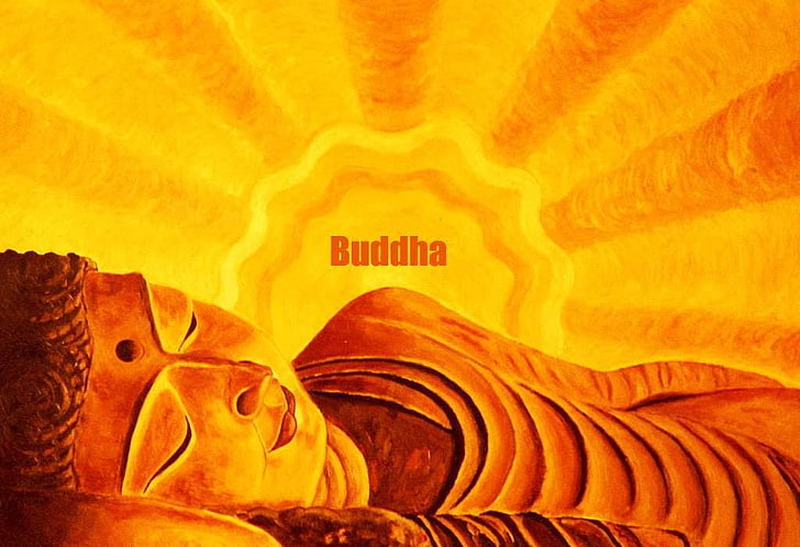 Golden Gautama Sleeping, Gautama Buddha illustration, God, Lord Buddha