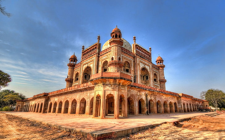 brown dome building, city, mosque, indium, hdr, architecture, HD wallpaper