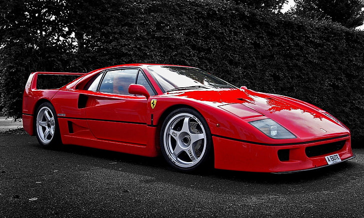 red Ferrari supercar, Ferrari F40, transportation, mode of transportation, HD wallpaper