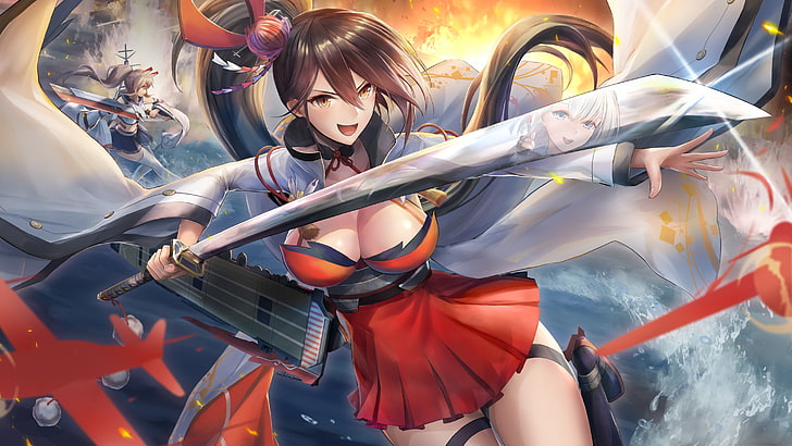 Girl, Sword, Anime, Azur Lane, HD wallpaper