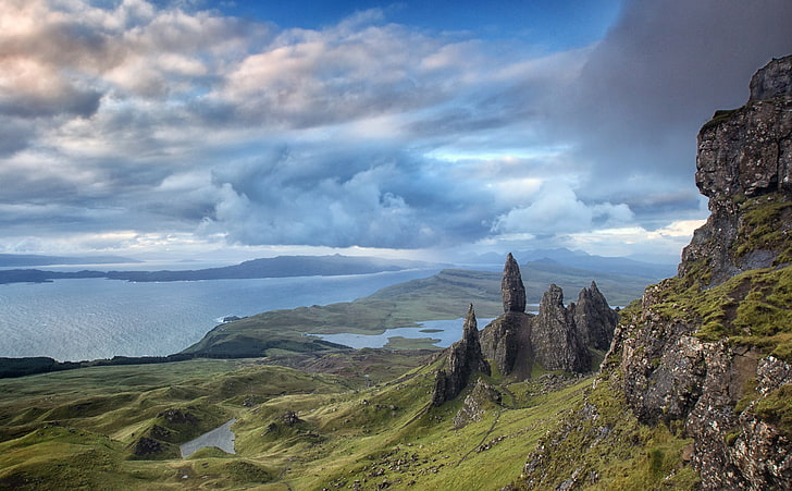 Skye Island, Scotland, brown rock formation, Europe, United Kingdom, HD wallpaper