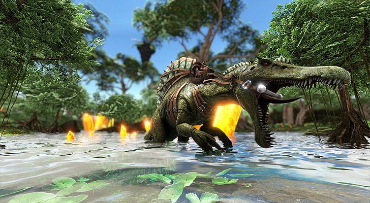 HD wallpaper: ark, Ark: Survival Evolved, spinosaurus, video games, water |  Wallpaper Flare