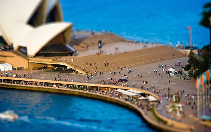 tilt shift photography of Sidney Opera House, Australia, aerial photo of Sydney Opera, HD wallpaper
