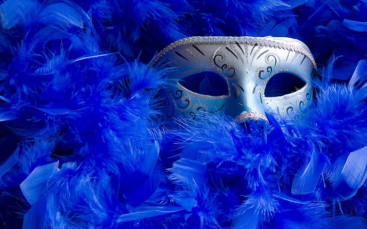 women's silver masquerade mask, feathers, female, ball, venice - Italy, HD wallpaper